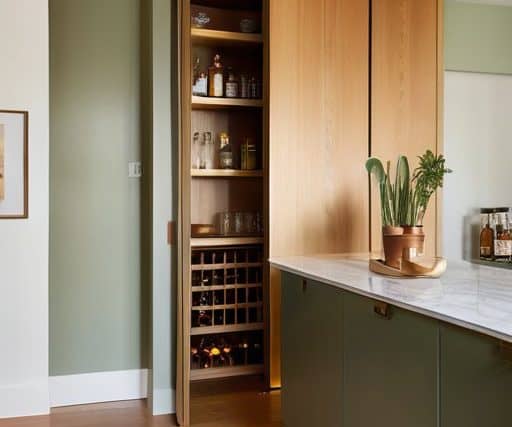 Sleek Hidden pantry "speakeasy" doors, stylish entry