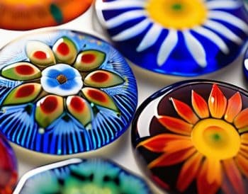 Colorful patterns showing Millefiori glass logic.