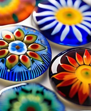Colorful patterns showing Millefiori glass logic.